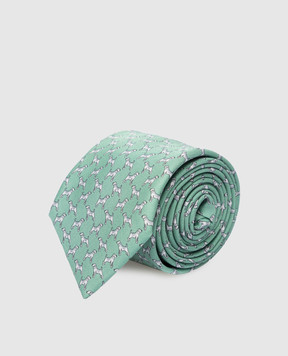 Stefano Ricci Детский светло-зеленый шелковый набор из галстука и платка-паше в узор YDHNG300