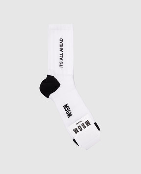 MSGM Білі шкарпетки з контрастним принтом 3640MS03247286