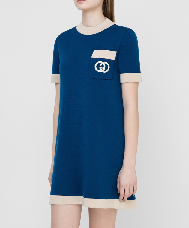 Gucci Синее платье из шерсти 606015XKA4A изображение 3