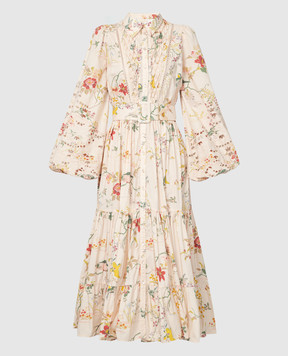 byTimo Бежевое платье-рубашка миди в цветочный принт с вышивкой 2410602