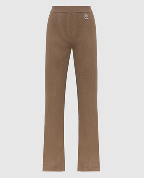 Moncler Коричневі штани в рубчик з логотипом 9L00008M1259