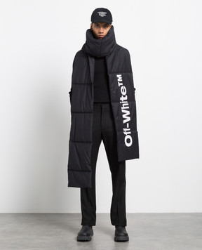 Off-White Черный стеганый шарф Bounce maxi ski с контрастным логотипом OMMA030F22KNI001