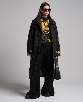 Versace Jeans Couture Чорна стьобана куртка з принтом Chain Couture 75HAT404CQD24