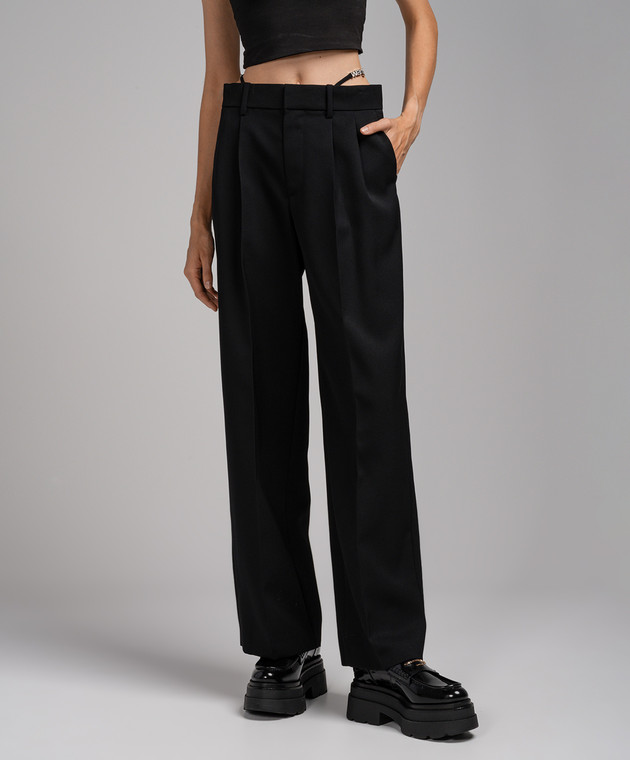 Alexander Wang Черные брюки из шерсти с логотипом 1WC3234631 изображение 3