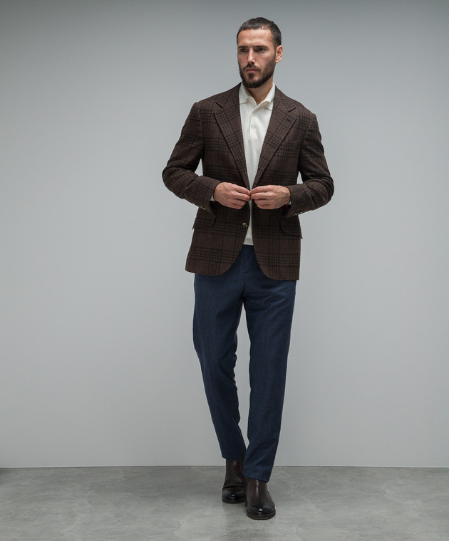 Marco Pescarolo Chiaiam blue patterned wool and cashmere tapered trousers CHIAIAM48PR2 image 2