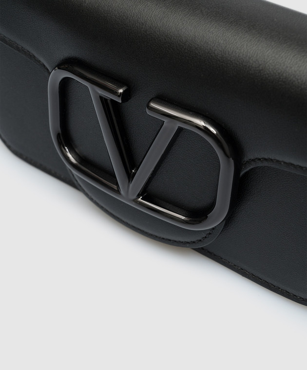 Valentino Черная кожаная сумка через плечо с металлическим логотипом Vlogo Signature 3Y2B0B63VTQ изображение 5