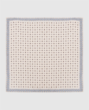 Brunello Cucinelli Бежевый платок-паше из шелка в геометрический принт MW8980091
