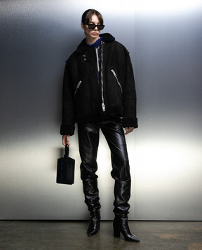 Off-White Чорна дублянка з акцентними швами OWJL001F23LEA001