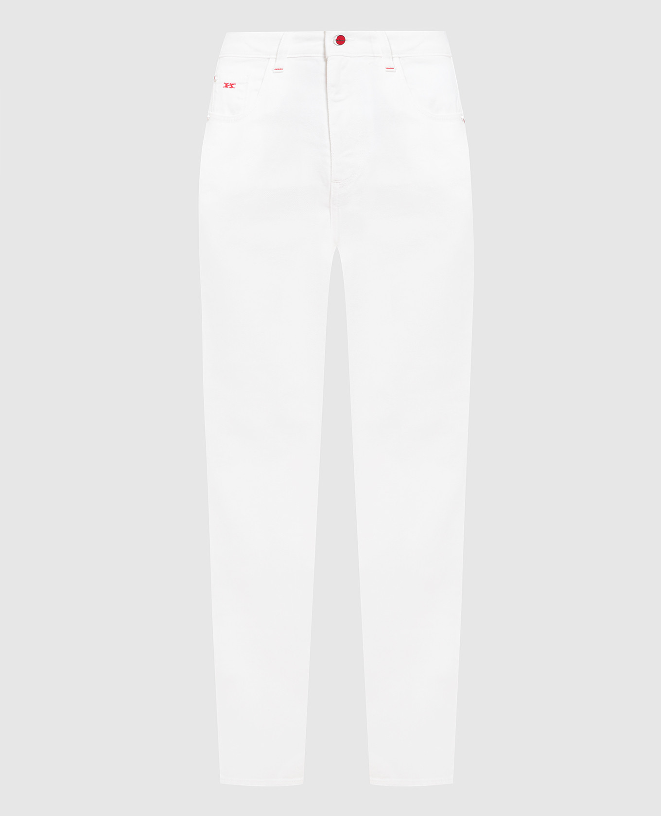 Белые джинсы с вышивкой логотипа