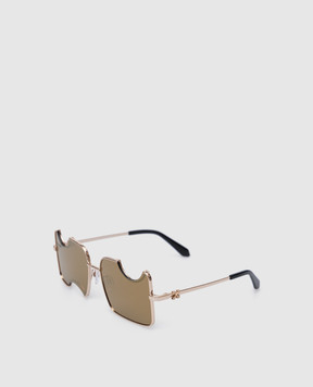 Off-White Золотые солнцезащитные очки с фактурным логотипом Salvador OERI046F22MET001