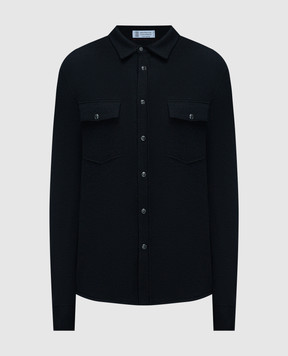 Brunello Cucinelli Черная рубашка из шерсти, кашемира и шелка M3600276