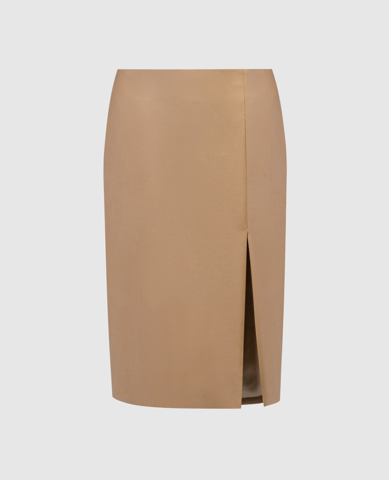 Brown wool skirt with slit