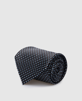 Stefano Ricci Чорна краватка із шовку у візерунок CH23030