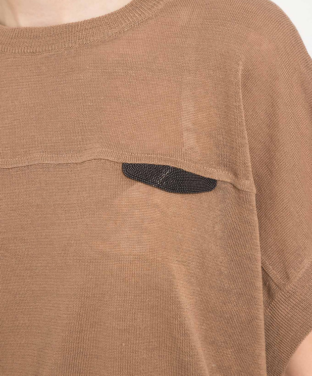 Brunello Cucinelli Коричневый джемпер с цепочкой мониль M1T136710 изображение 5