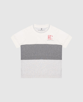 Brunello Cucinelli Дитяча сіра футболка з принтом логотипу B0T61T155B