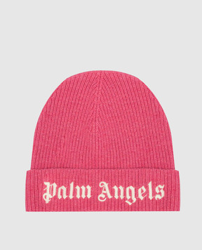 Palm Angels Дитяча рожева шапка з вишивкою логотипа PGLC005C99KNI001