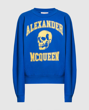 Alexander McQueen Синий свитшот с принтом логотипа 752345QZAJ5