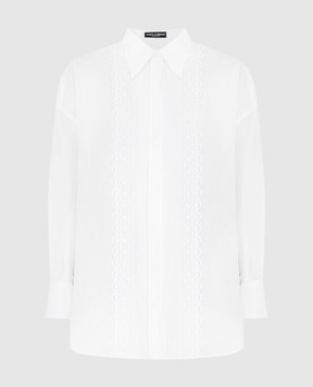 Dolce&Gabbana Белая рубашка с кружевом F5N83TFU5T9