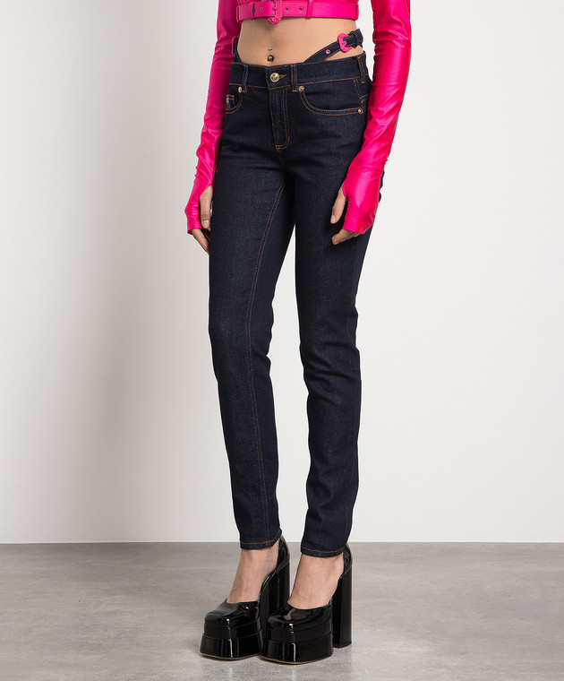 Versace Jeans Couture Blue skinny jeans with V-emblem logo 74HAB508DW042L5B image 3