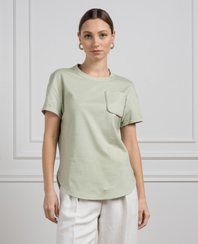 Brunello Cucinelli Зелена футболка з ланцюжком моніль M0T81EH900