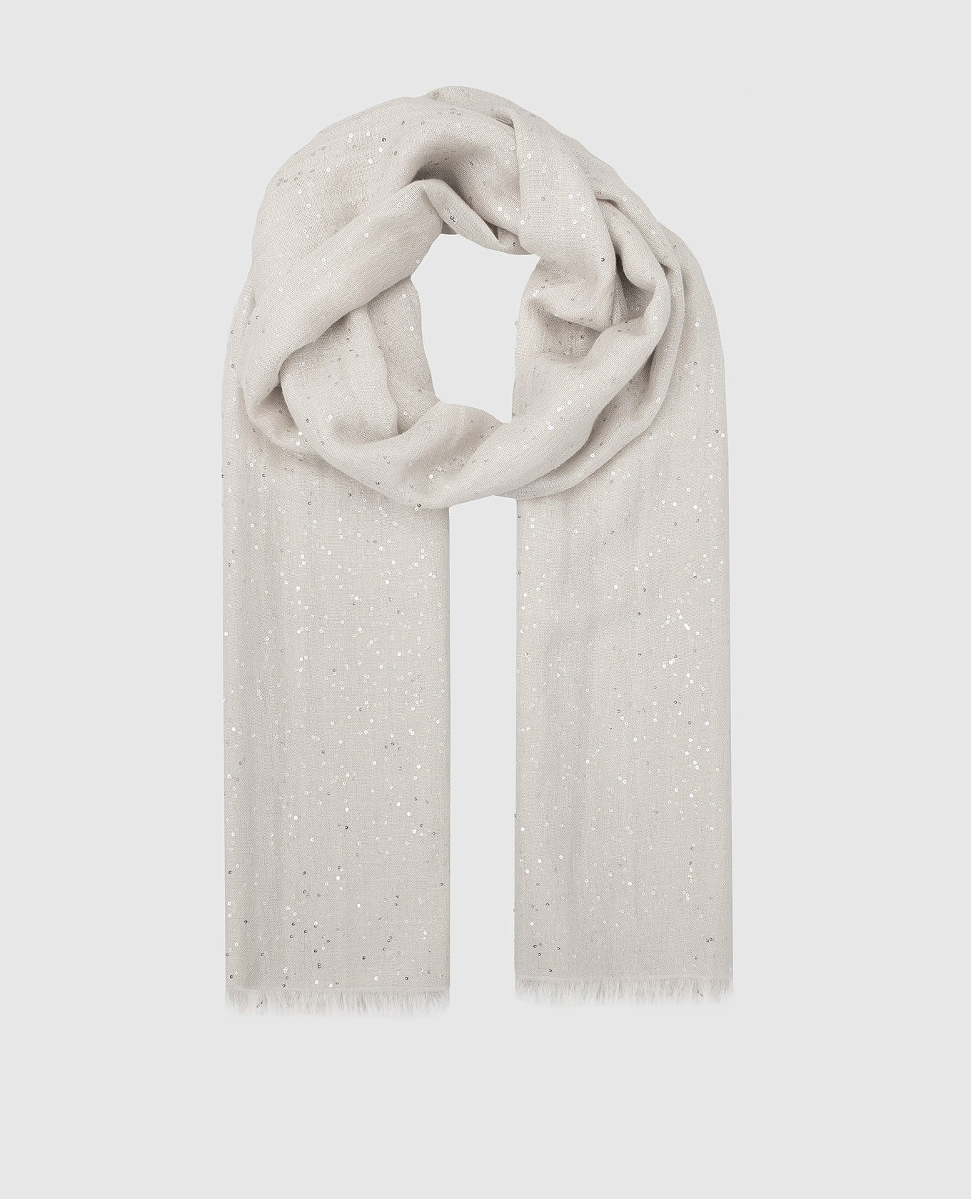 Светло-серый шарф из кашемира и шелка