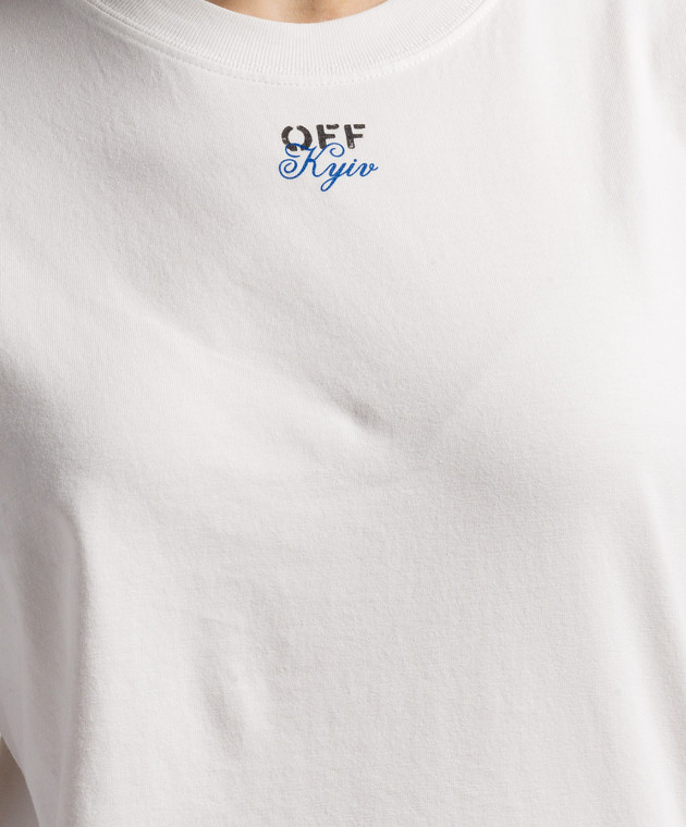 Off-White White t-shirt with Off-White Kyiv print OMAA027G23JER038 image 5