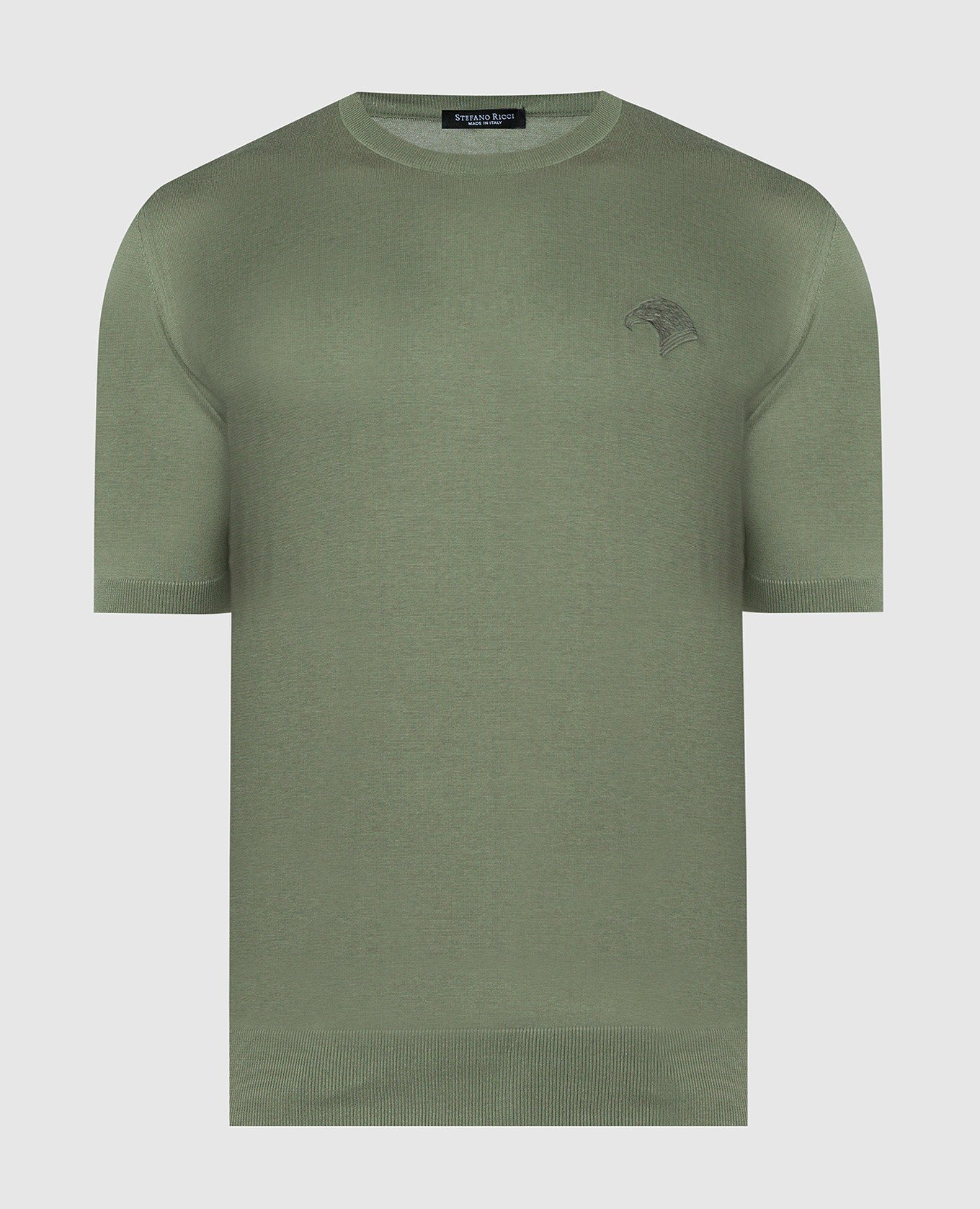Green t-shirt with logo emblem embroidery