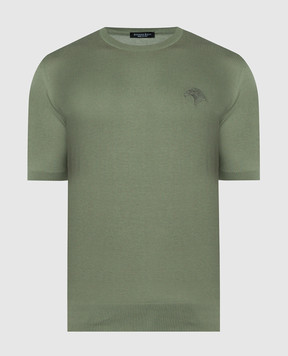 Stefano Ricci Зелена футболка з вишивкою емблеми логотипа K313030G10