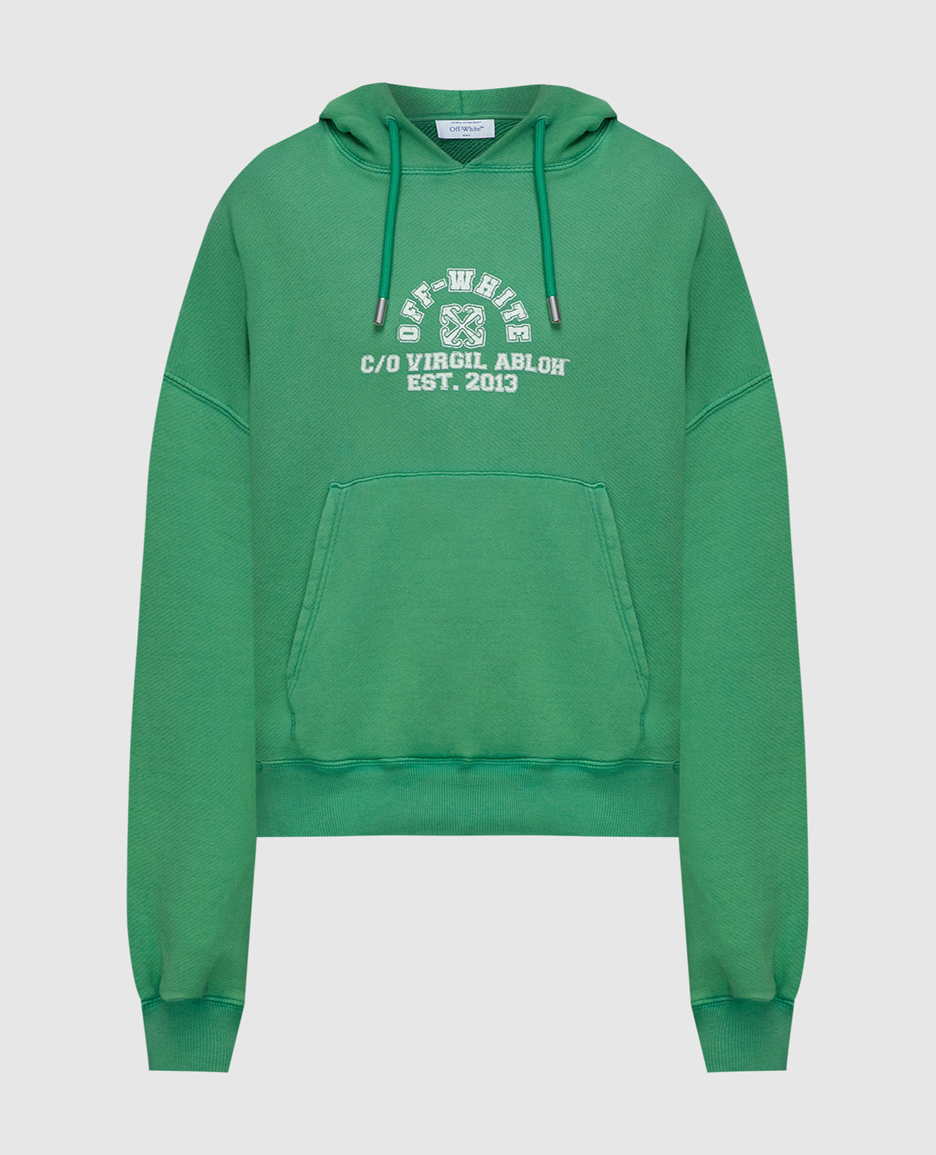 Green hoodie with logo print