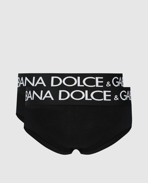 Dolce&Gabbana Набір чорних трусів-сліпів з логотипом M9D69JONN97