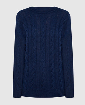Solotre Синій светр з вовни та кашеміру у фактурний візерунок M3R0022