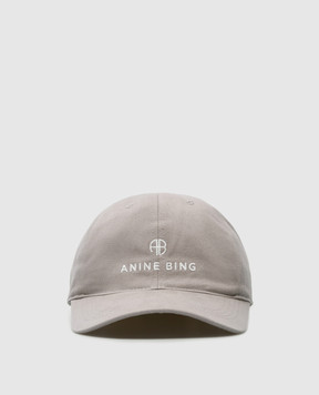 Anine Bing Сіра кепка JEREMY з вишивкою логотипа A129084040