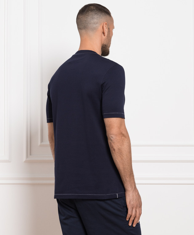 Brunello Cucinelli Синя футболка з вишивкою логотипа M0T611328G зображення 4