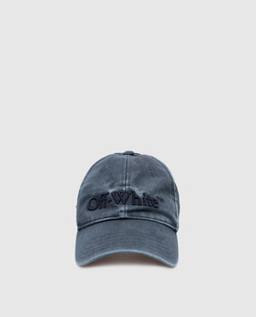 Off-White Синя кепка з ефектом потертості і вишивкою логотипа OMLB052F23DEN001