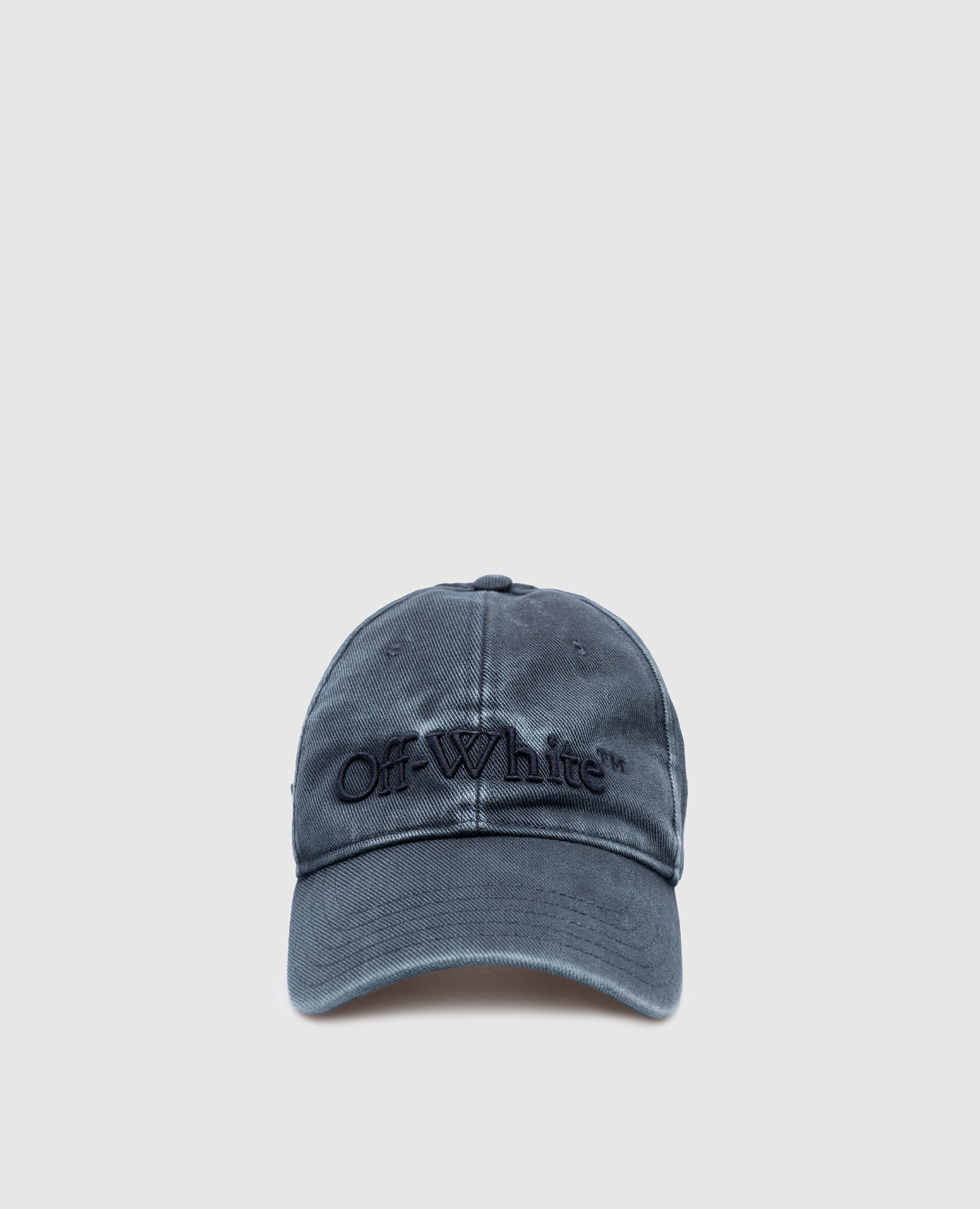 Синяя кепка с эффектом потертости и вышивкой логотипа