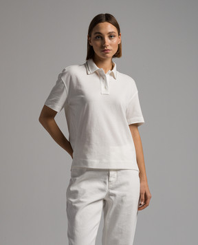 Brunello Cucinelli Біле поло з ланцюжком моніль M0T63EM415