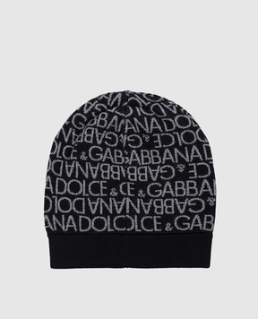 Dolce&Gabbana Детская черная шапка из шерсти с логотипом LBKHA4JCVQ5