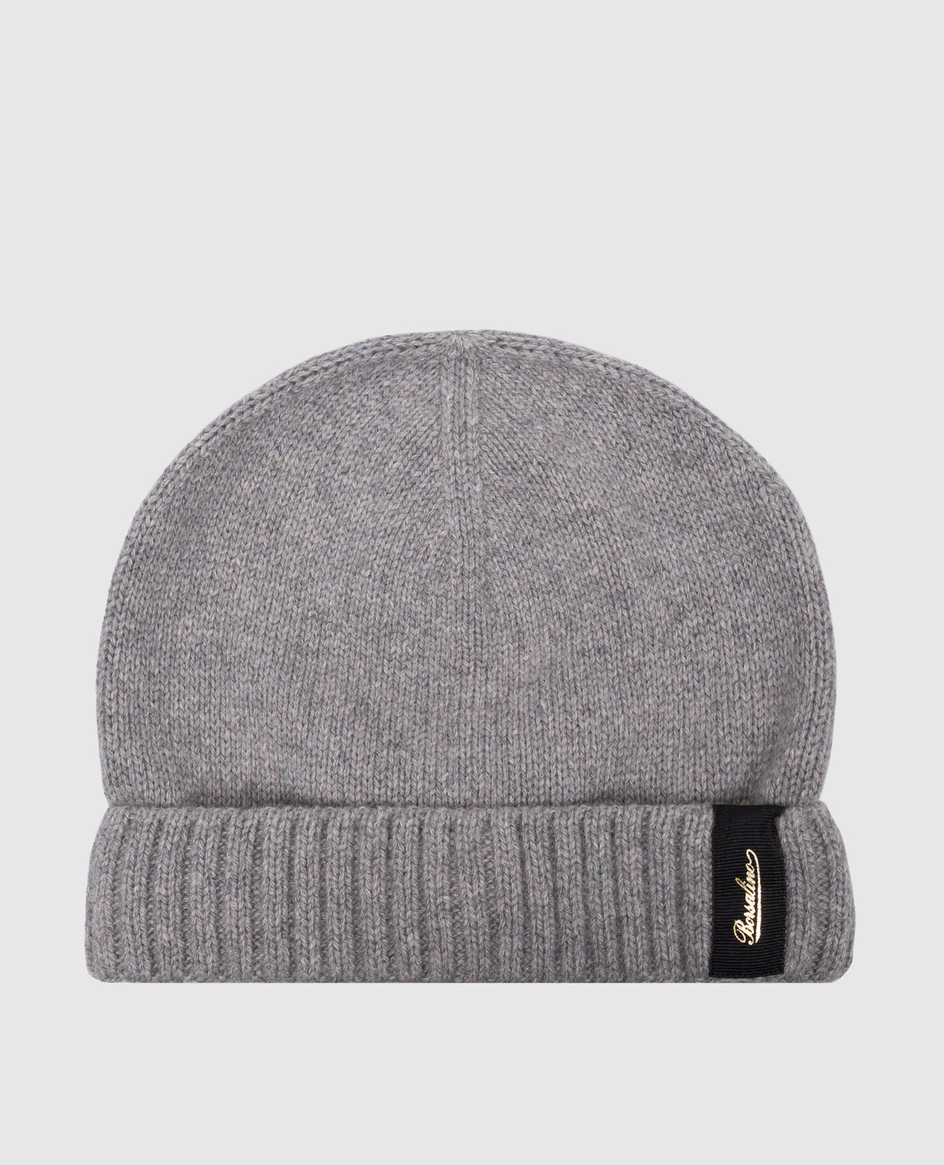 Gray cashmere hat with logo