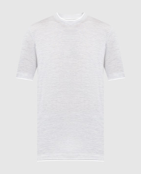 Brunello Cucinelli Серая меланжевая футболка с эффектом наложения слоев MTS467427