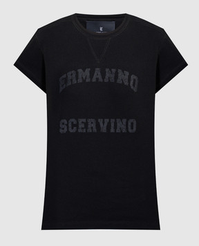 Ermanno Scervino Чорна футболка з принтом логотипа D431L300STEGT