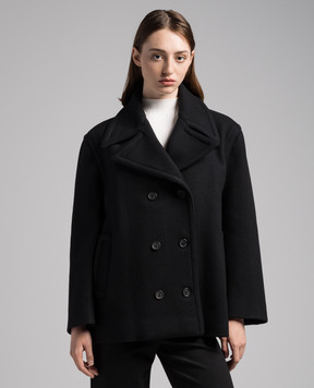 Valentino Чорне двобортне укорочене пальто 3B0CJ3656PJ