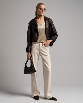 Brunello Cucinelli Топ бежевий з шовку M0C59E0600