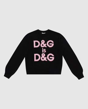 Dolce&Gabbana Детский черный свитер шерсти с узором логотипа L5KWJ6JCVQ2812+
