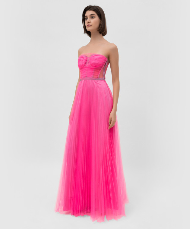 19:13 DressCode Неоново-рожева вечірня сукня з драпіруванням DCW401TU зображення 3