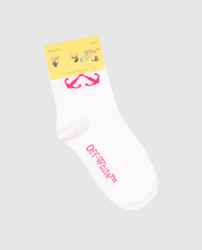 Off-White Дитячі білі шкарпетки з логотипом OGRA004S24KNI001