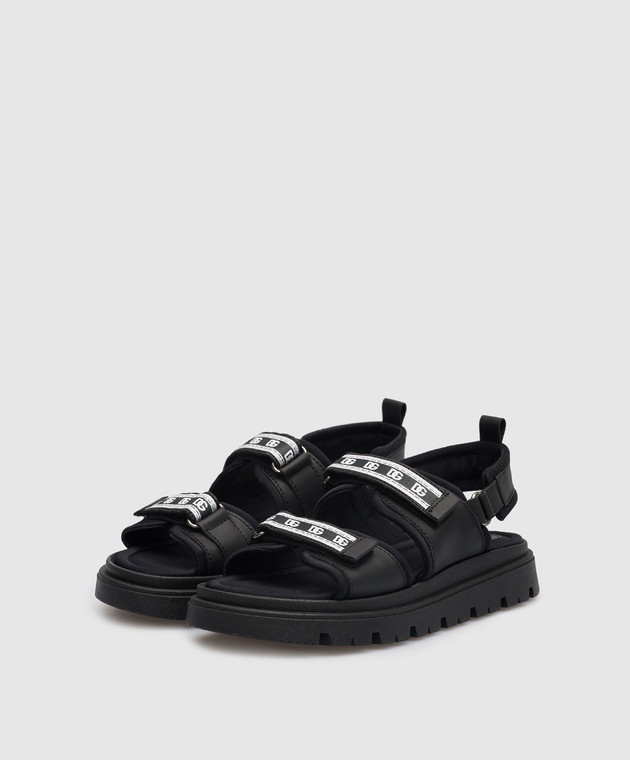 Dolce&Gabbana Дитячі чорні комбіновані сандалі з контрастним логотипом DG DA5049AA4373336 зображення 2