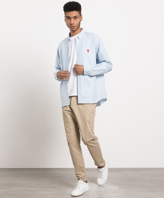 Ami Paris Голубая рубашка в клетку HSH113CO0023 изображение 2
