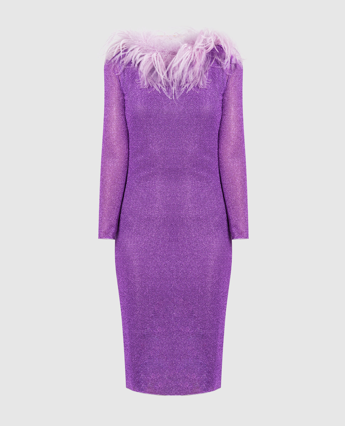 Фиолетовое платье HS22 Lumiere Plumage со страусиными перьями