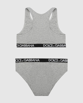 Dolce&Gabbana Дитячий сірий набір із топа та трусиків L5J713FUGNE