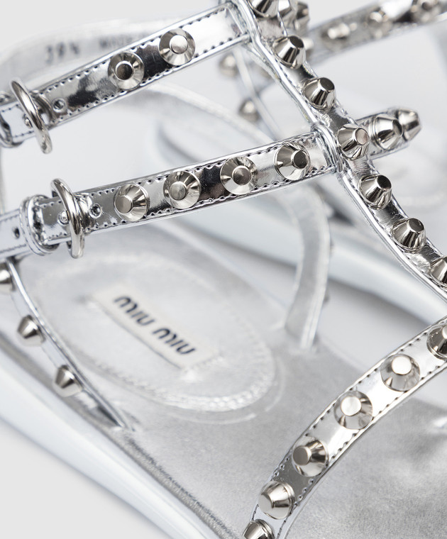 Miu Miu Сріблясті сандалі з ефектом металік 5X735D3LDR зображення 4
